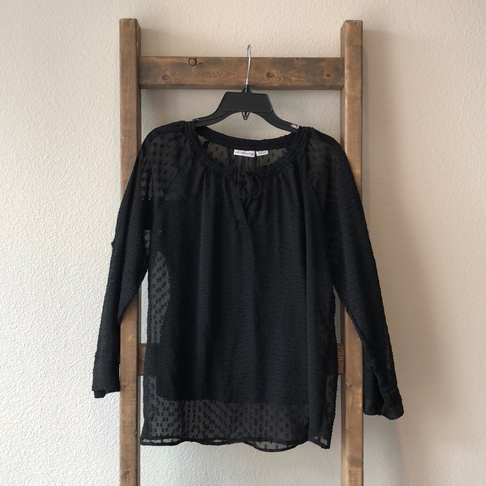 Women’s M black blouse with black polkadots